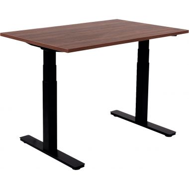 Bureau assis debout L120 cm Boost piètement Noir plateau noyer