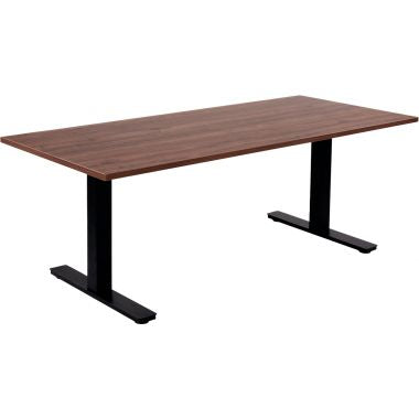 Bureau assis debout L180 cm Boost piètement Noir plateau Noyer