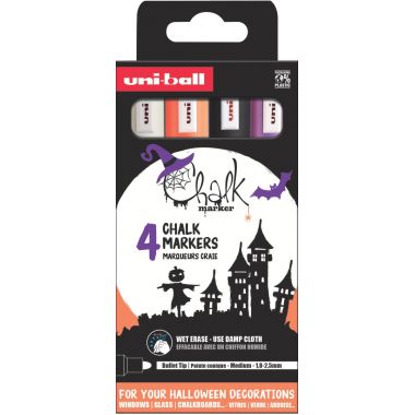 Uniball - Pochette de 4 marqueurs Chalk Marker Halloween - PWE5M/4PFASSF61