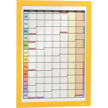 Sachet de 2 cadres d'affichage A4 adhésif repositionnable avec contour magnétique jaune