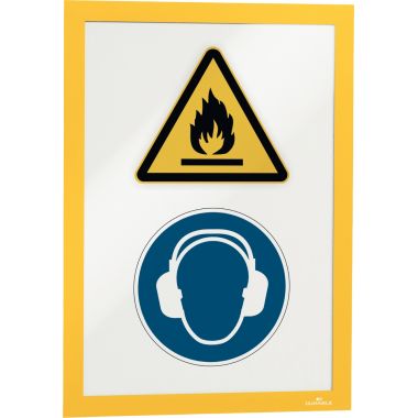 Sachet de 2 cadres d'affichage A4 adhésif repositionnable avec contour magnétique jaune