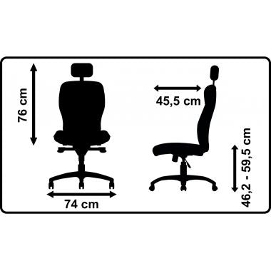 Fauteuil Eleganze avec tétière dos noir/assise bleu
