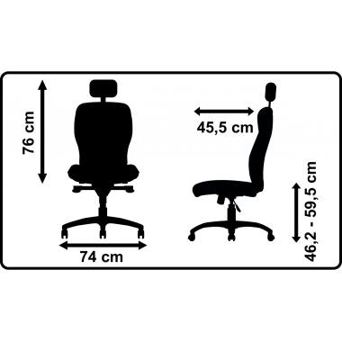 Fauteuil Eleganze avec tétière dos noir/assise gris