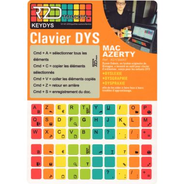 Kit d'étiquettes pour clavier AZERTY Mac pour personnes à troubles DYS