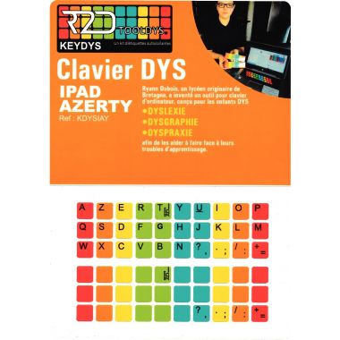 Kit d'étiquettes pour clavier AZERTY IPad pour personnes à troubles DYS