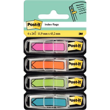 Carte de 4x24 marque-pages flèches post-it couleurs fun assorties