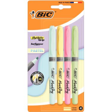 Blister de 4 surligneurs Highlighter grip pastel