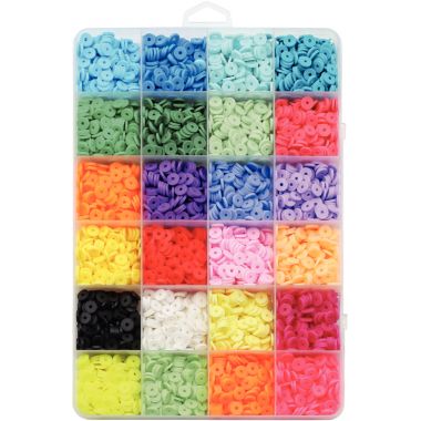 Boite de 5000 perles heishi 24 couleurs assortis