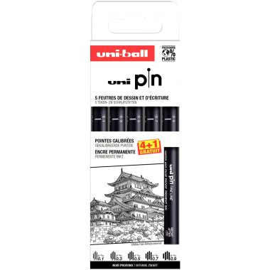 Pochette 5 feutres pointes impaires noir dont 1 gratuit