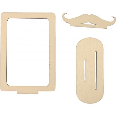 Cadre photo en bois, moustache