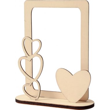 Cadre photo en bois, coeurs