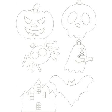 Lot de 36 suspensions Halloween en carton blanc