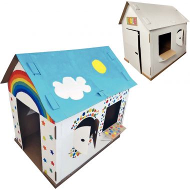 Maison géante en carton blanc à monter