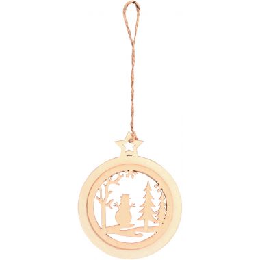 Lot de 12 suspensions scénettes de Noël en bois