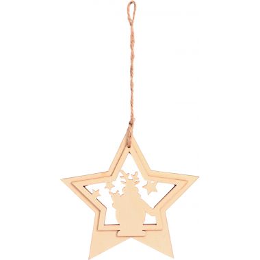 Lot de 12 suspensions scénettes de Noël en bois
