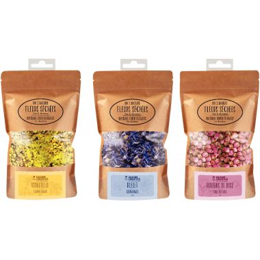 Lot de 3 sachets de fleurs séchées assorties