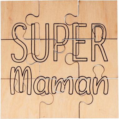 Puzzle en bois 9 pièces, Super Maman