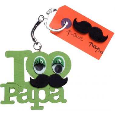 Porte-clés en bois "I love Papa"