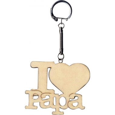 Porte-clés en bois "I love Papa"