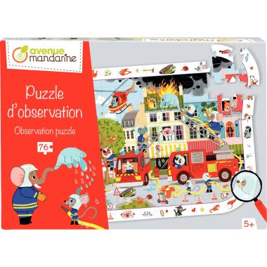 Puzzle d'observation 76 pièces, les pompiers