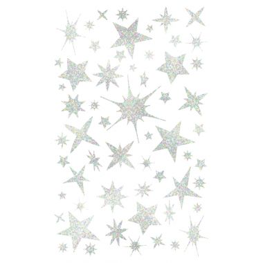 Blister de 1020 gommettes étoiles holographiques argent