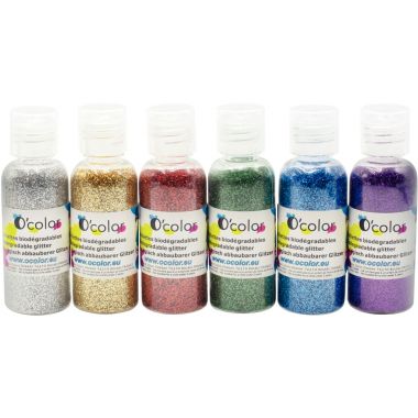 Shaker de paillettes biodégradables 6x22grammes coloris assortis