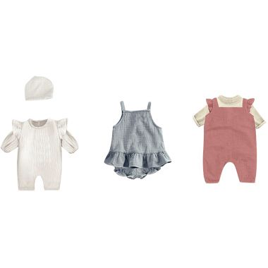Lot de 3 tenues filles pour poupées 21 cm