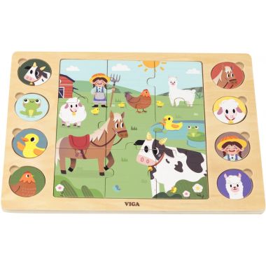 Puzzle en bois cherche et trouve, la ferme