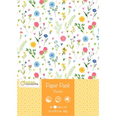Pack de 96 feuilles dessin 80grammes motifs fleurs