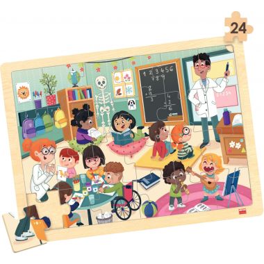 Lot de 4 puzzles à cadre en bois 24 pièces, l'école inclusive