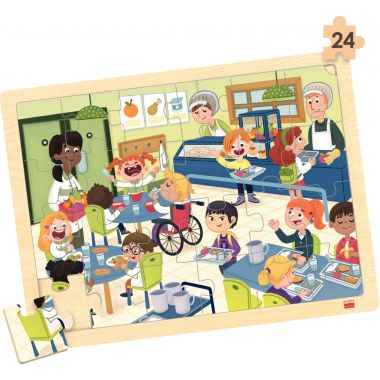 Lot de 4 puzzles à cadre en bois 24 pièces, l'école inclusive