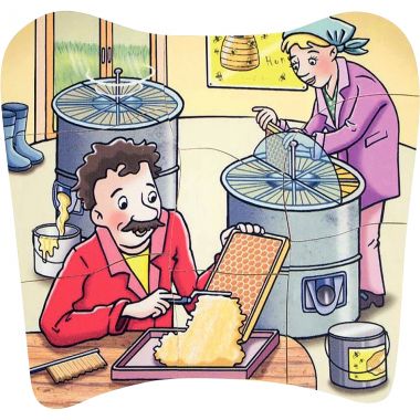 Puzzle 4 niveaux en bois, le miel
