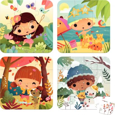 Boite de 4 puzzles progressifs, les 4 saisons
