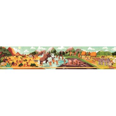 Puzzle panoramique 100 pièces, la Préhistoire
