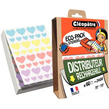 Ecopack de 2400 gommettes coeur assorties