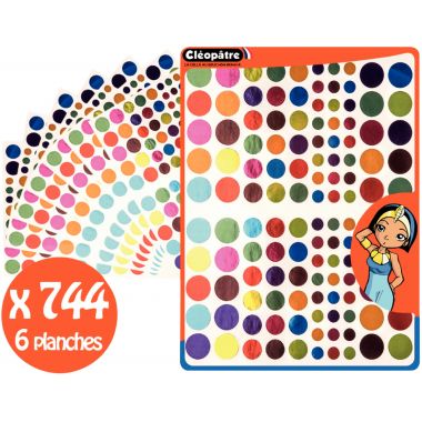 Pochette de 744 gommettes rondes métallisées assorties