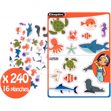 Pochette de 240 gommettes animaux marins