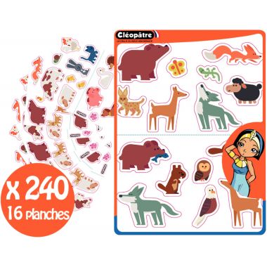 Pochette de 240 gommettes animaux