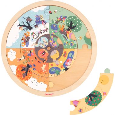 Puzzle d'observation rond recto/verso, le jardin