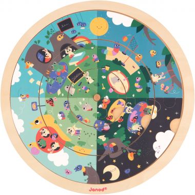 Puzzle d'observation rond recto/verso, le jardin