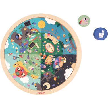 Puzzle d'observation rond recto/verso, le jardin