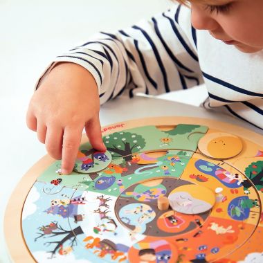 Puzzle d'observation rond recto/verso, le jardin