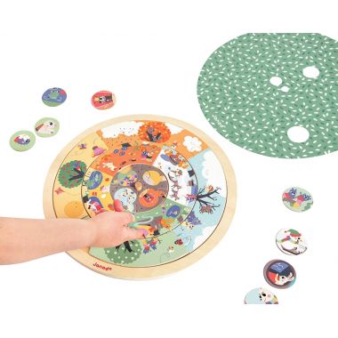 Puzzle d'observation rond recto/verso, le jardin