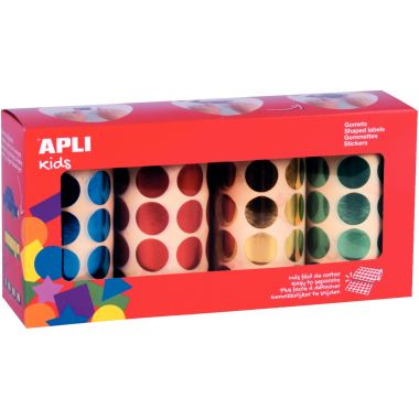 Lot de 4 rouleaux de gommettes rondes Ø20mm métal assorties