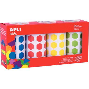 Pack de 4 rouleaux de 7080 gommettes hexagonales assorties
