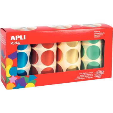 Lot de 4 rouleaux de gommettes rondes XL Ø33mm métal assorties