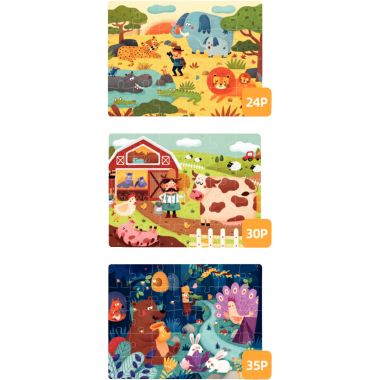 Coffret de 3 puzzles progressifs, la vie au grand air
