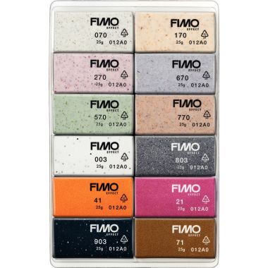 Lot de 12 pains fimo 25g effet boho