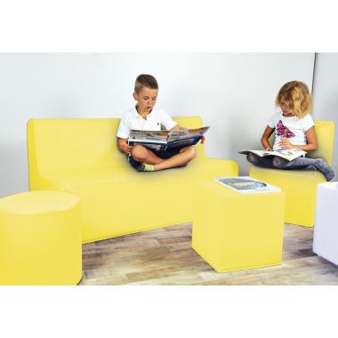 Pouf carré en PVC 36x36cm jaune