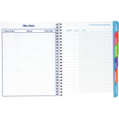 Cahier de texte à reliure intégrale 124 pages, 17x22 cm, seyès, papier 70g